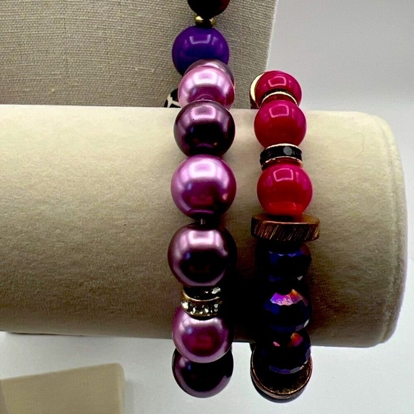 Colorful Beaded Necklace & Bracelet Set Fun Funky and Fabulous Jewelry 12” Nec - Picture 3 of 9